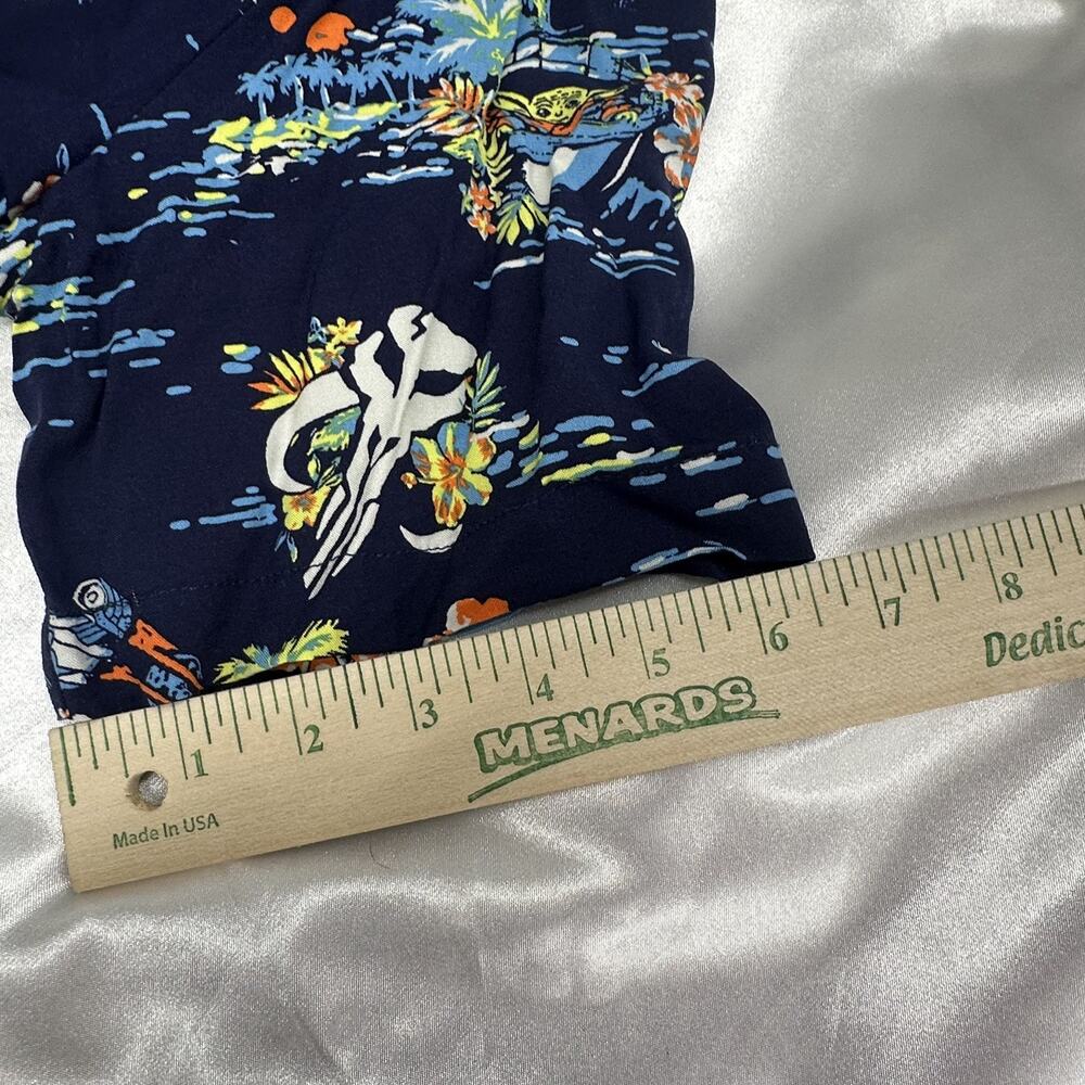 NWT-Star Wars Baby Yoda Hawaiian Button Up Shirt Men's Large Palm Trees - Picture 13 of 15